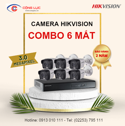 Trọn Bộ 6 Camera Hikvision 3 Megapixel