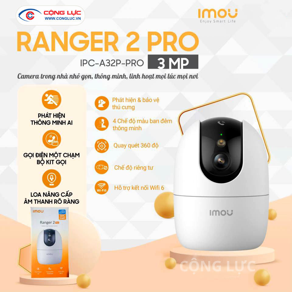 Camera Wifi quay quét 3MP IMOU IPC-A32P-PRO (Ranger 2 Pro)