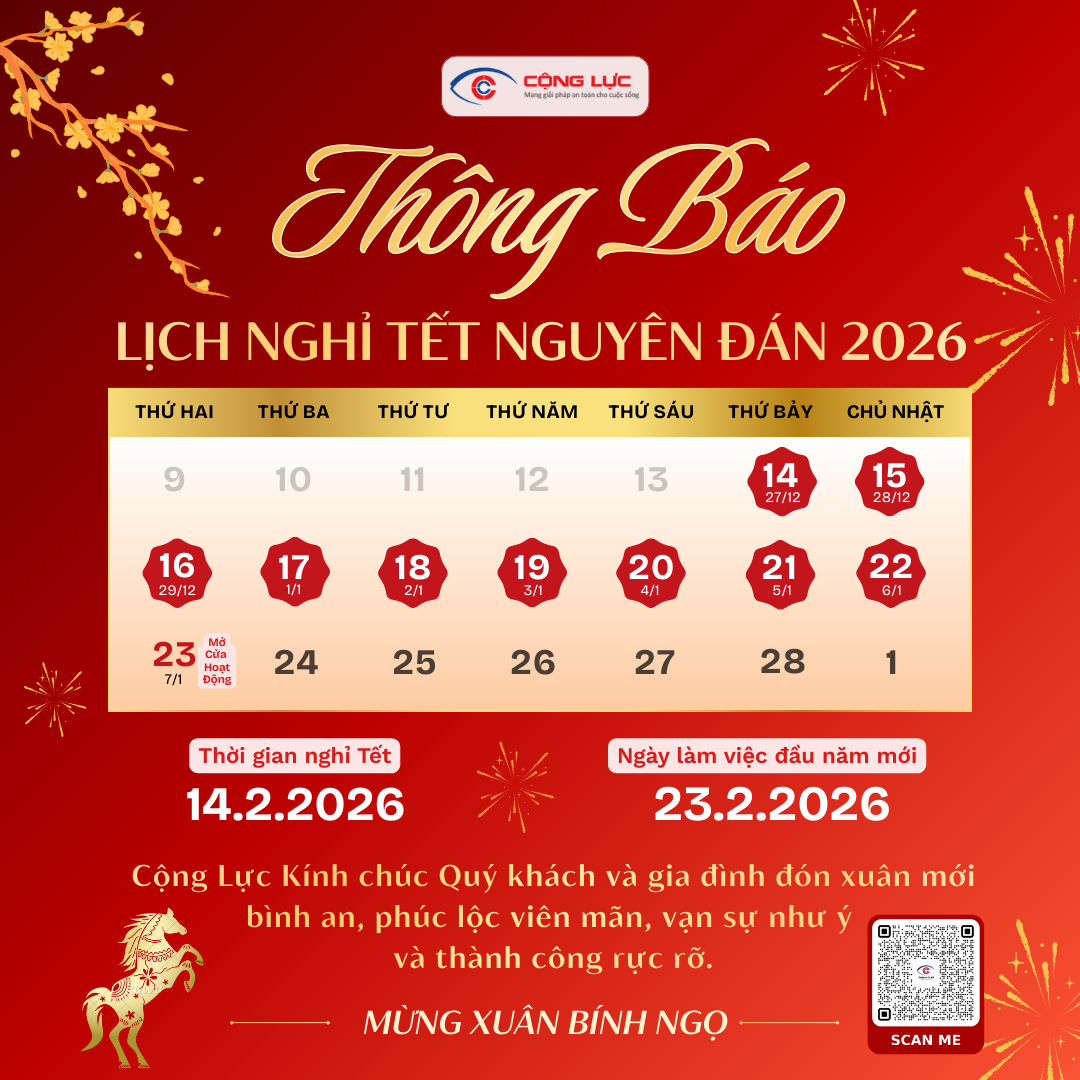 Công ty Cộng Lực thông báo lịch nghỉ tết Nguyên Đán 2026