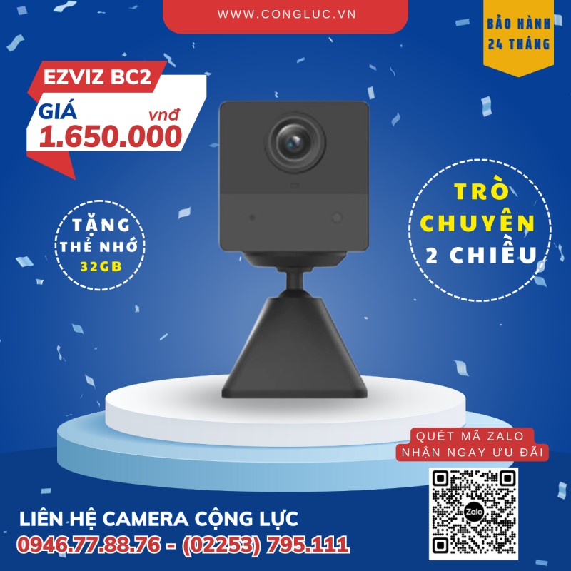 Camera Cộng Lực bán camera wifi ezviz bc2 chạy bằng pin giấu kín giá rẻ