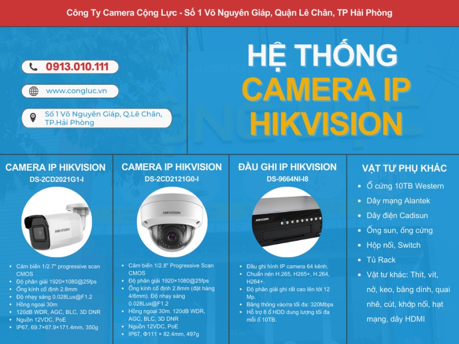 Báo giá hệ thống camera ip hikvision tại camera cộng lực hải phòng