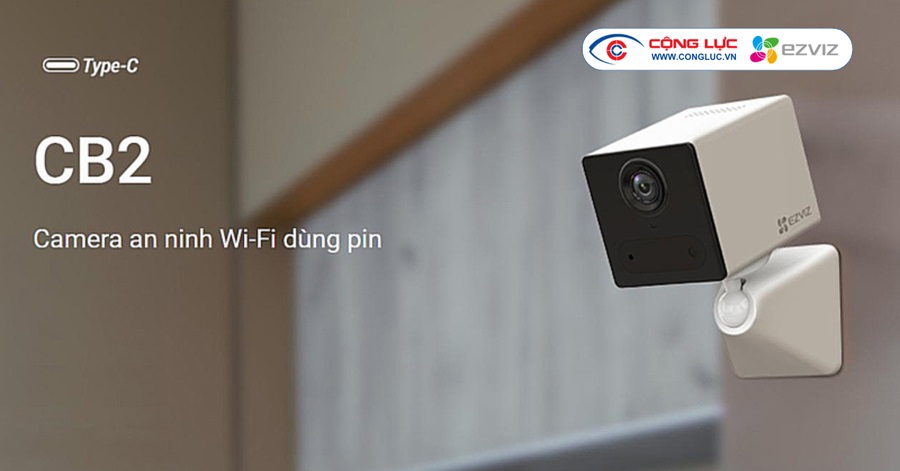 camera wifi Pin Ezviz CB2 giám sât an ninh trong nhà, trò chuyện 2 chiều