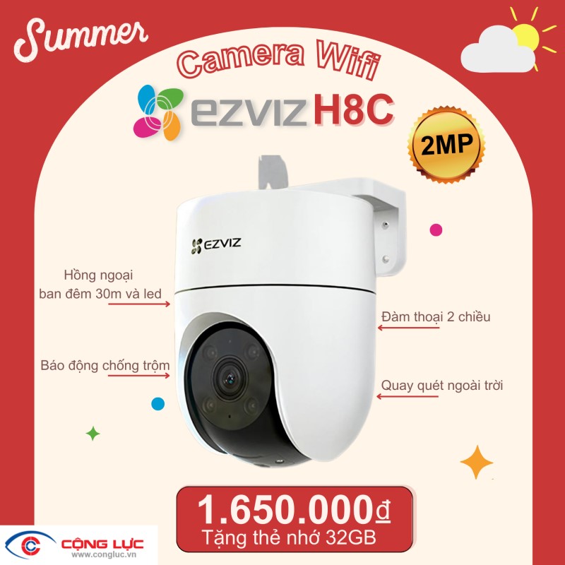 Lắp camera wifi ezviz h8c 2mp giá rẻ tại hải phòng