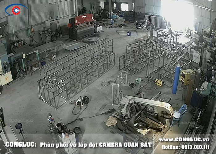 thi công lắp đặt camera quan sát tại xưởng cơ khí hải long