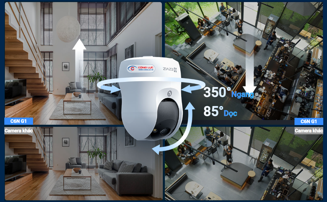 Camera Trong Nhà Ezviz C6N G1 4K 8MP bao quát mọi góc nhìn