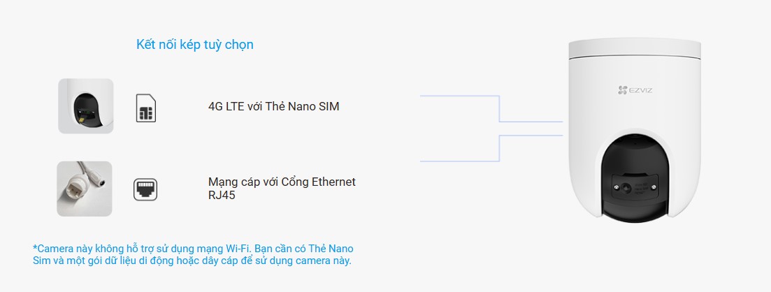 Camera wifi Sim 4G Ezviz H8C 2K 3MP chính hãng