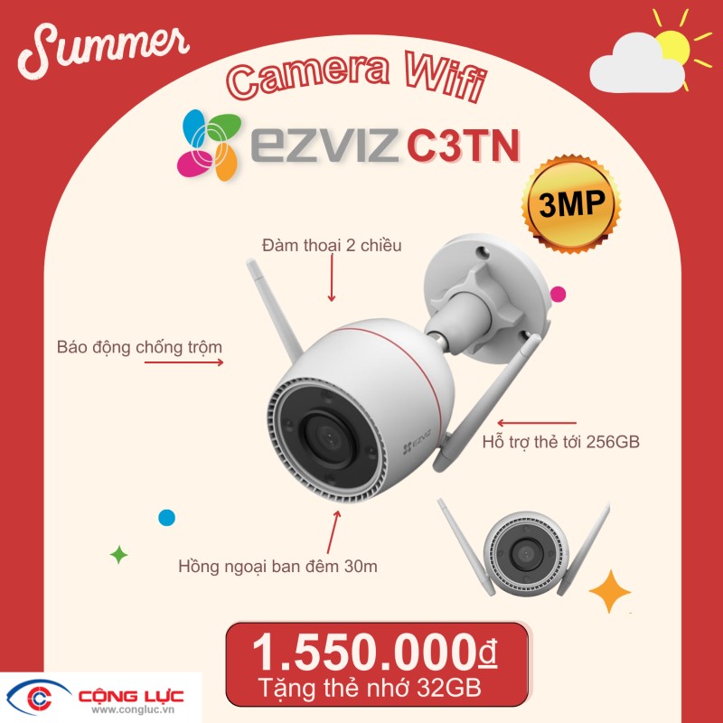 Cộng Lực bán camera wifi ezviz c3tn 3mp giá rẻ tại hải Phòng